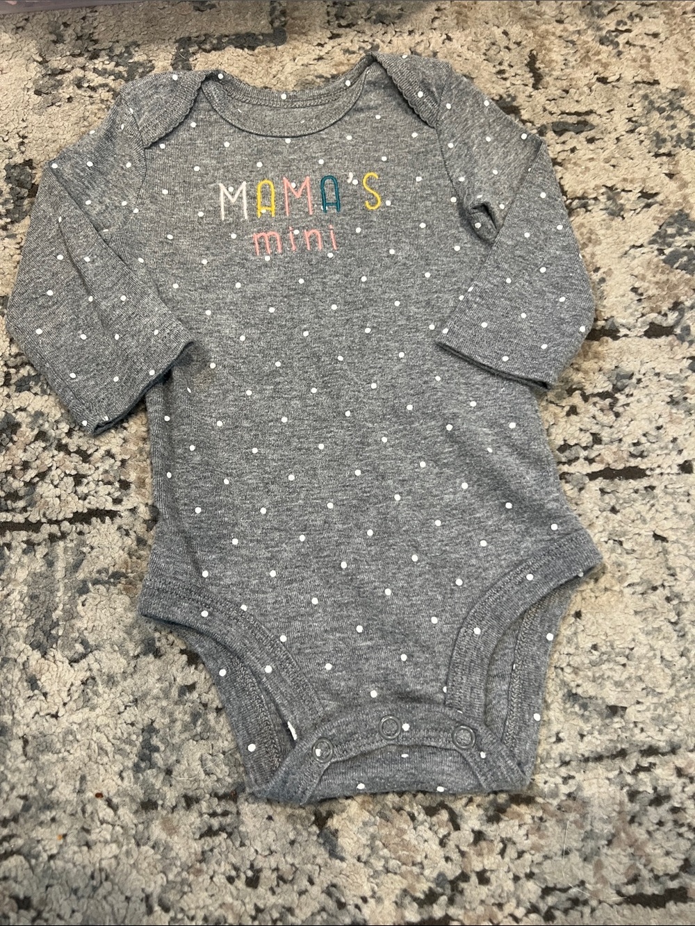 Carter's Gray Polka Dot "Mama's Mini" Long Sleeve One-Piece
